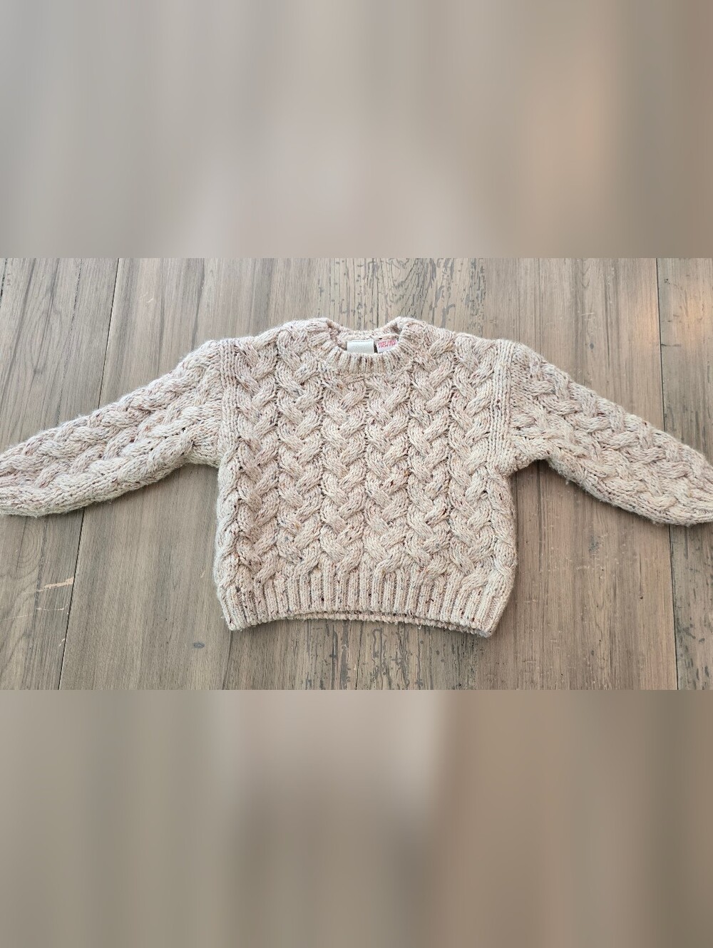 Zara Cream Cable-Knit Crewneck Sweater, Size 2t